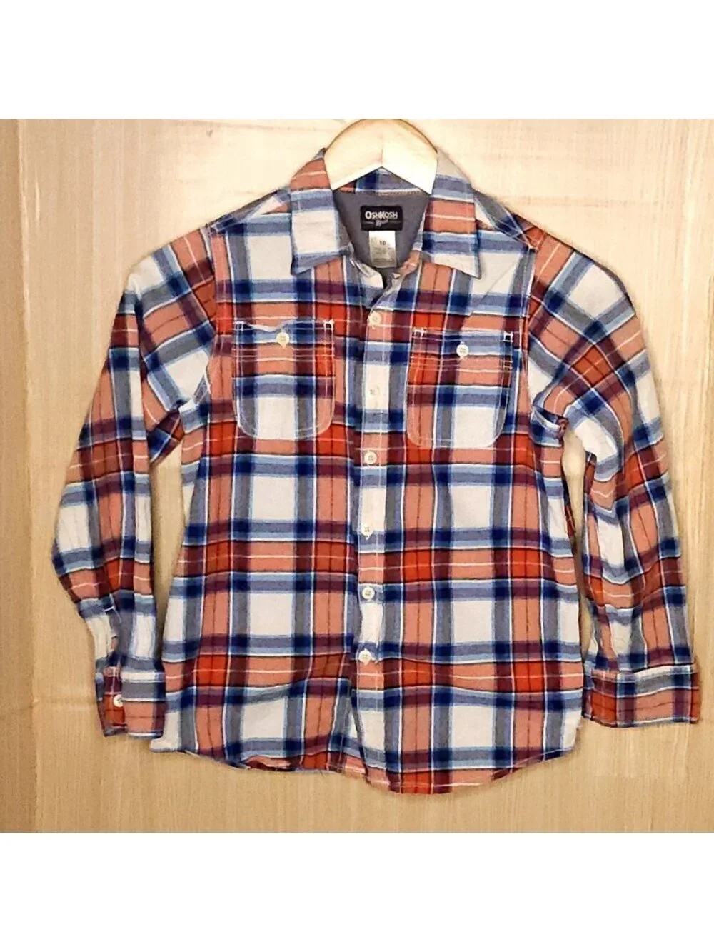 Osh Kosh B'gosh Red Blue Plaid Long Sleeve Button Down 10